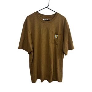 Carhartt Brown Pocket Tee XL Loose Fit Graphic Workwear Utility Style
